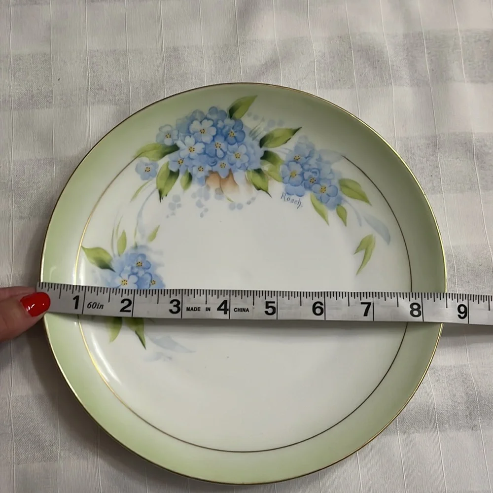 Antique Bavaria (Germany)porcelain plate hand painted & signed blue floral China